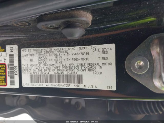 2014 TOYOTA TACOMA 5TFLU4EN5EX108464 Photo 8