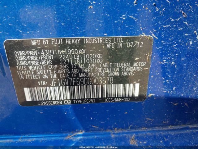 2013 SUBARU IMPREZA WRX JF1GV7F69DG003678 Photo 8