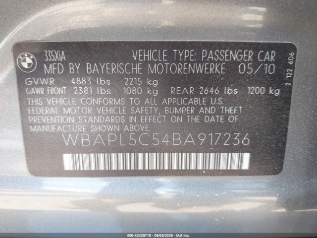 2011 BMW 335I WBAPL5C54BA917236 Photo 8