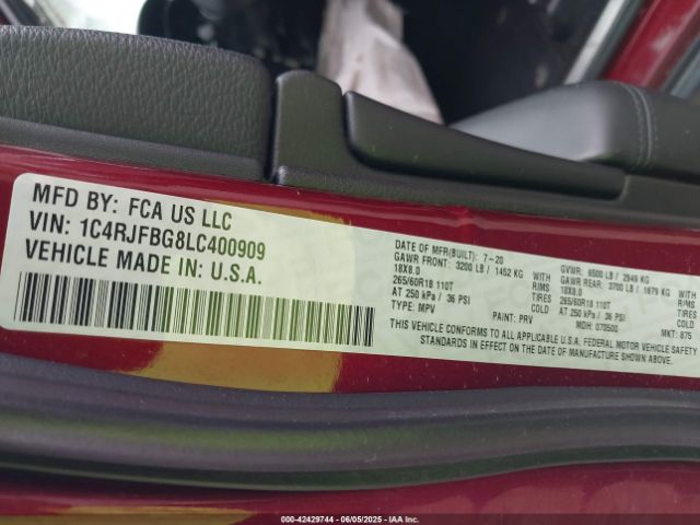 2020 JEEP GRAND CHEROKEE 1C4RJFBG8LC400909 Photo 8