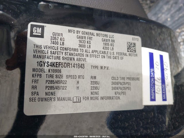 2013 CADILLAC ESCALADE ESV 1GYS4KEF5DR141843 Photo 8