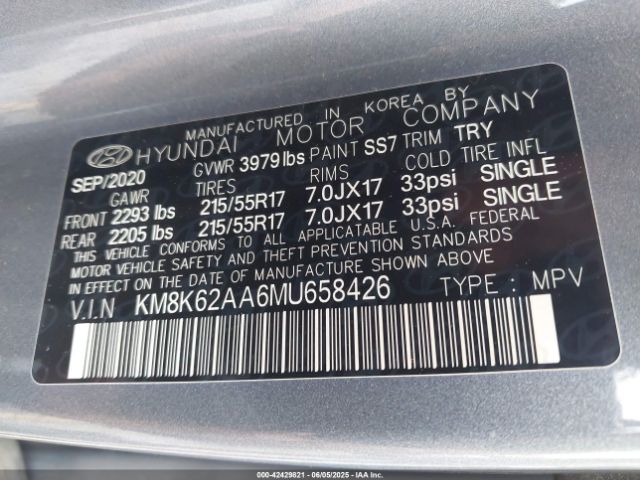 2021 HYUNDAI KONA KM8K62AA6MU658426 Photo 8