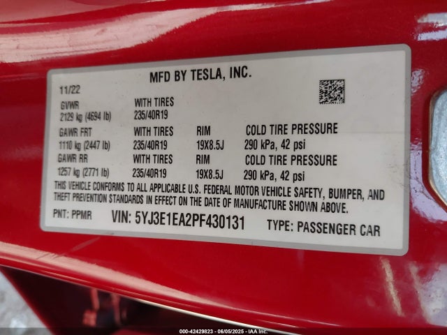 2023 TESLA MODEL 3 5YJ3E1EA2PF430131 Photo 8