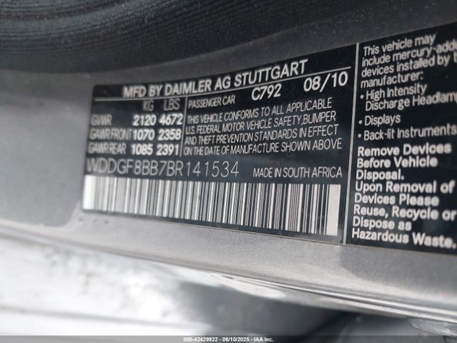 2011 MERCEDES-BENZ C 300 WDDGF8BB7BR141534 Photo 8