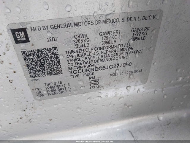 3GCUKREC5JG277050 Chevrolet l83 - sidi: spark ignited direct injection, vvt: variable valve timing, afm, e85 max, alum