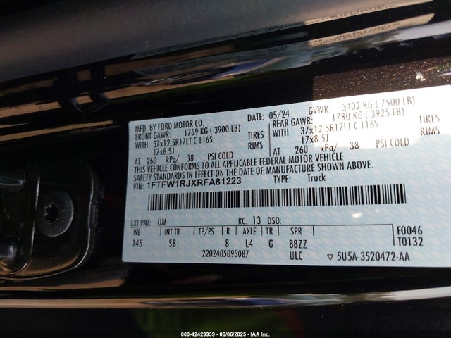 1FTFW1RJXRFA81223 Ford 2024