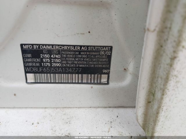 2003 MERCEDES-BENZ E 320 WDBUF65J53A134777 Photo 8