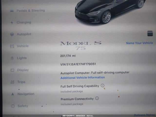 5YJSA1E17HF179051 Tesla Model S 60/75
