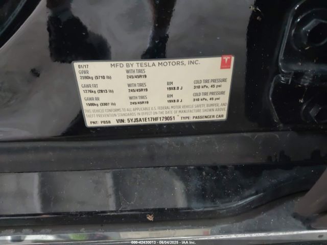 5YJSA1E17HF179051 Tesla Model S 60/75