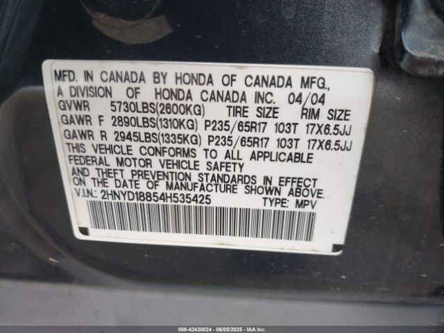 2004 ACURA MDX 2HNYD18854H535425 Photo 8