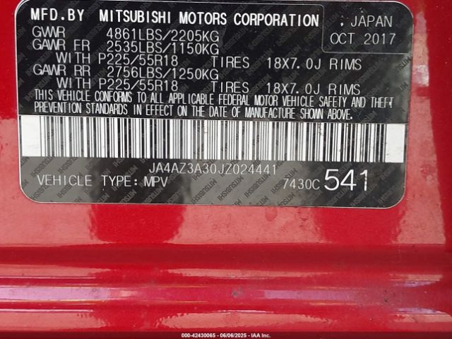 2018 MITSUBISHI OUTLANDER JA4AZ3A30JZ024441 Photo 8