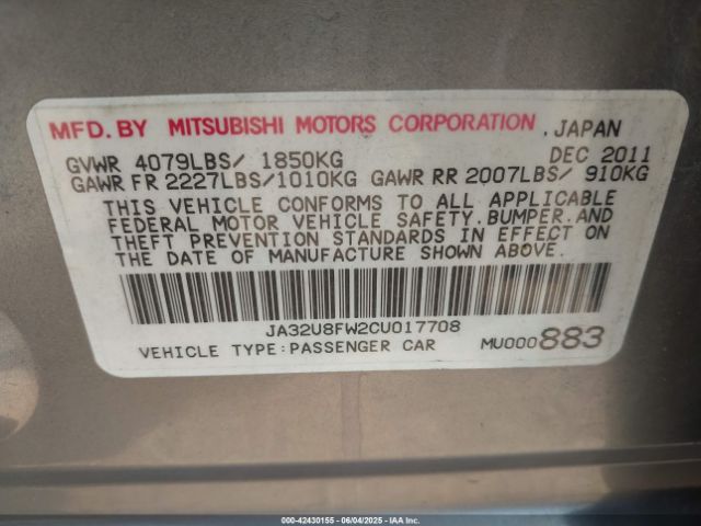 2012 MITSUBISHI LANCER JA32U8FW2CU017708 Photo 8