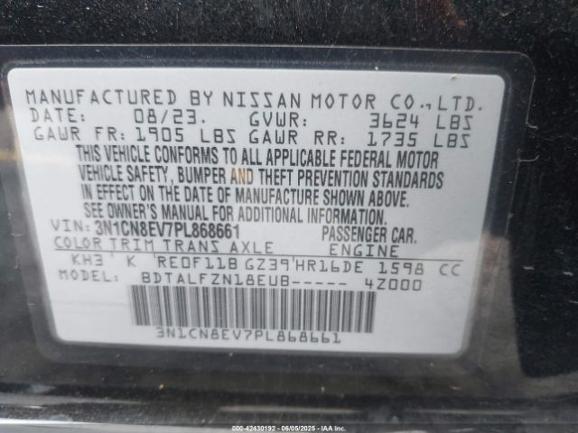 3N1CN8EV7PL868661 Nissan 2023