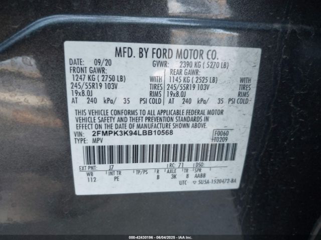 2020 FORD EDGE 2FMPK3K94LBB10568 Photo 8
