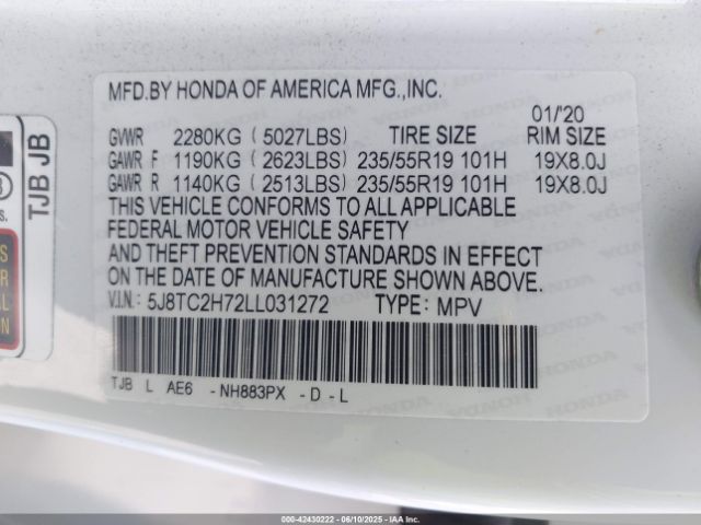 5J8TC2H72LL031272 Acura Rdx Advance Package