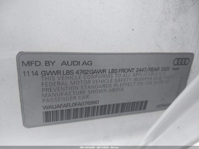 2015 AUDI A4 WAUAFAFL0FA076960 Photo 8