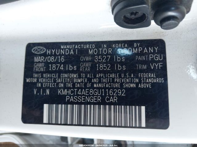 KMHCT4AE8GU116292 Hyundai ACCENT SE