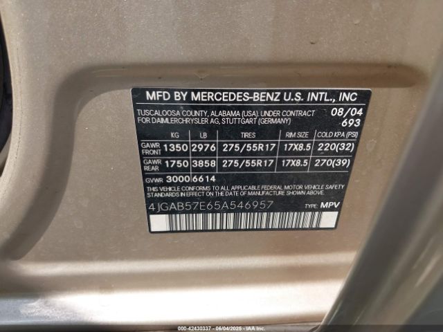 2005 MERCEDES-BENZ ML 350 4JGAB57E65A546957 Photo 8