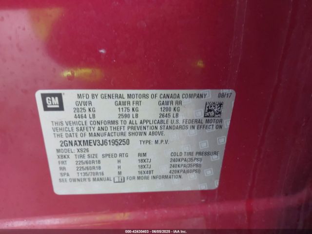 2018 CHEVROLET EQUINOX 2GNAXMEV3J6195250 Photo 8