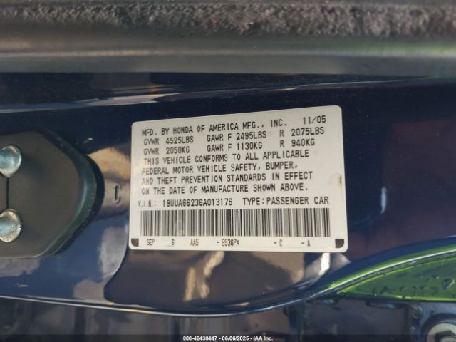 2006 ACURA TL 19UUA66236A013176 Photo 8