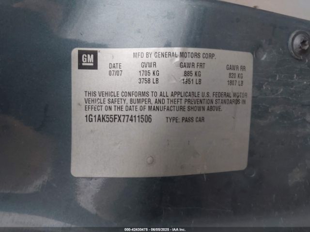 2007 CHEVROLET COBALT 1G1AK55FX77411506 Photo 8
