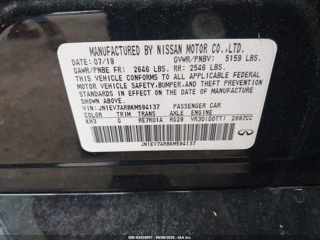 Infiniti Q50 2019 JN1EV7AR8KM594137 Image 9