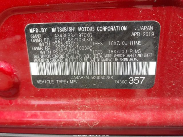 JA4AR3AU5KU030288 Mitsubishi mivec