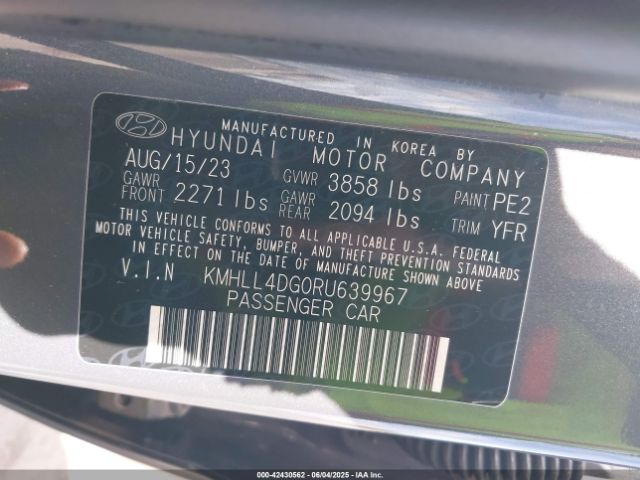 KMHLL4DG0RU639967 Hyundai ELANTRA SE