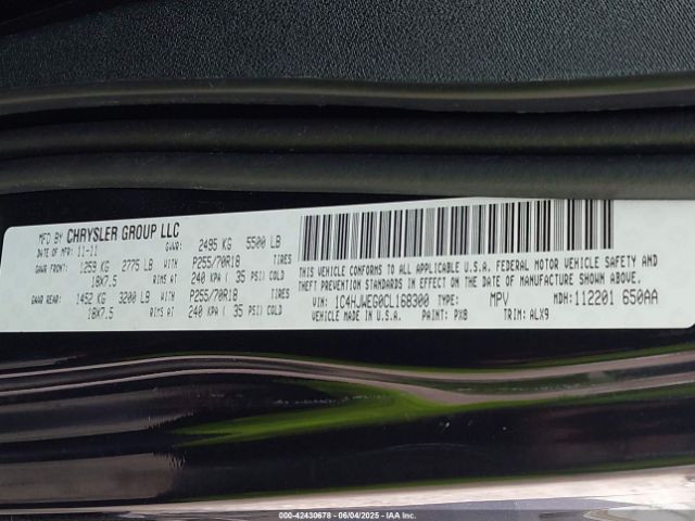 2012 JEEP WRANGLER UNLIMITED 1C4HJWEG0CL168300 Photo 8