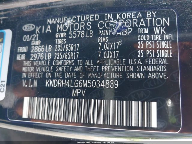 2021 KIA SORENTO HYBRID KNDRH4LG6M5034839 Photo 8