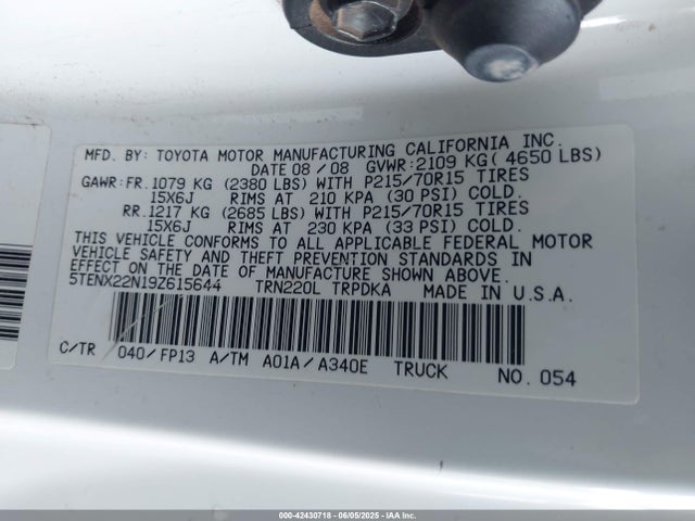 Продажа на аукционе авто 2009 Toyota Tacoma, vin: 5TENX22N19Z615644, номер лота: 42430718