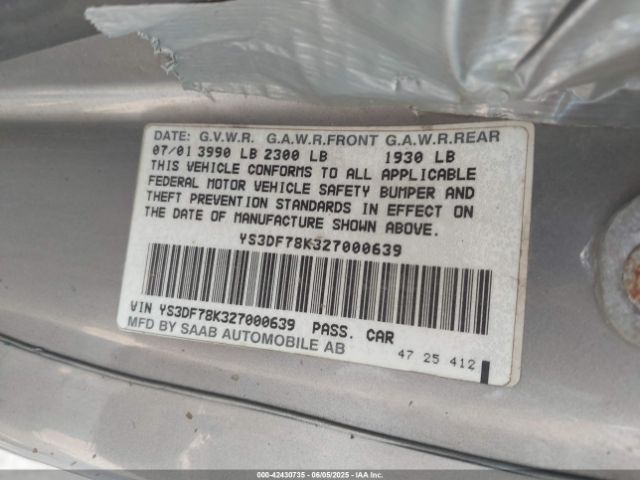 2002 SAAB 9-3 YS3DF78K327000639 Photo 8