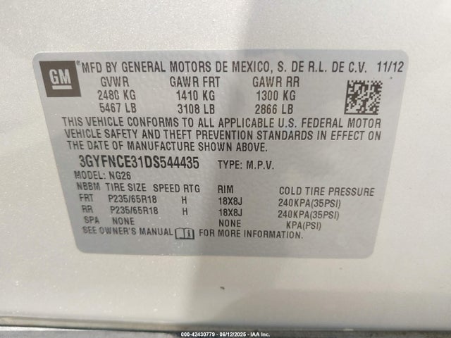 2013 CADILLAC SRX 3GYFNCE31DS544435 Photo 8