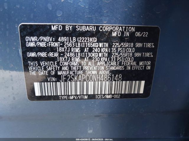 JF2SKAPC0NH486148 Subaru na u5