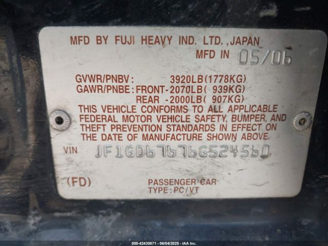 2006 SUBARU IMPREZA JF1GD67676G524560 Photo 8