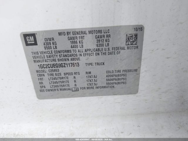 1GC2CUEG9GZ117613 Chevrolet Silverado 2500hd Wt
