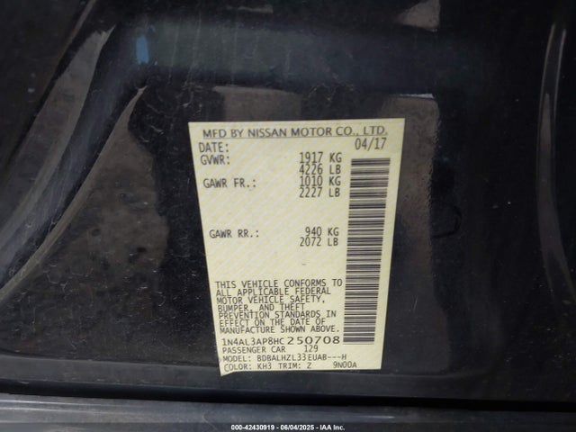 1N4AL3AP8HC250708 Nissan 2017