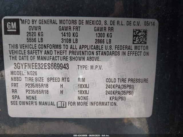 2014 CADILLAC SRX 3GYFNEE32ES669943 Photo 8