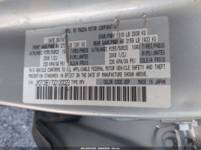 2016 MAZDA CX-9 JM3TCBEY7G0120023 Photo 8