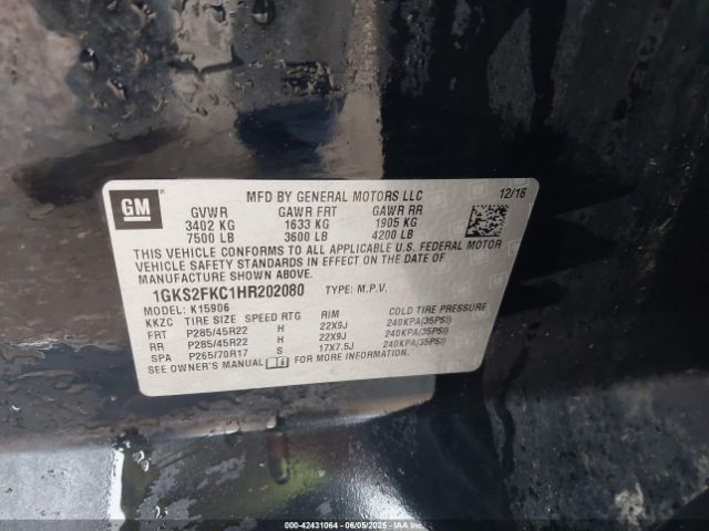 2017 GMC YUKON XL 1GKS2FKC1HR202080 Photo 8