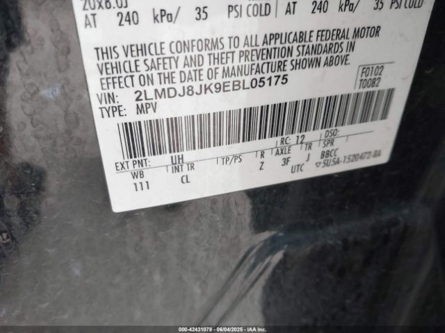 2LMDJ8JK9EBL05175 Lincoln MKX