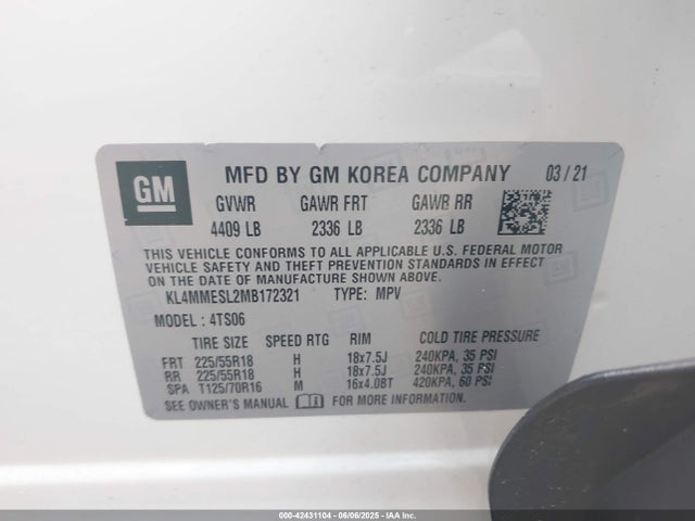 KL4MMESL2MB172321 Buick l3t - l3, sidi, vvt, alum