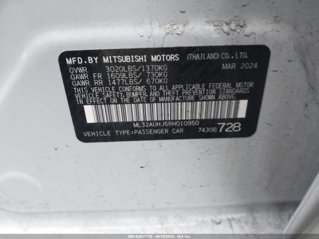 2024 MITSUBISHI MIRAGE ML32AUHJ6RH010950 Photo 8