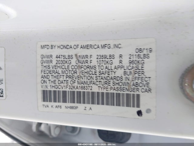 1HGCV1F32KA168372 Honda l15be