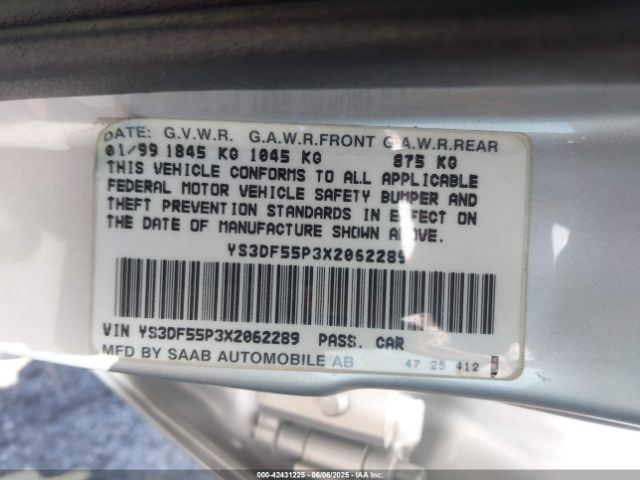 1999 SAAB 9-3 YS3DF55P3X2062289 Photo 8