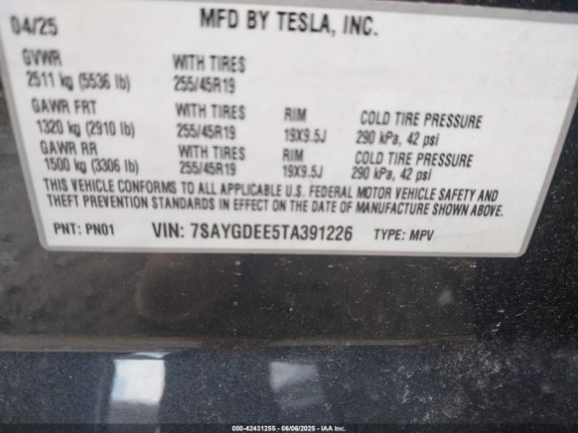 2026 TESLA MODEL Y 7SAYGDEE5TA391226 Photo 8