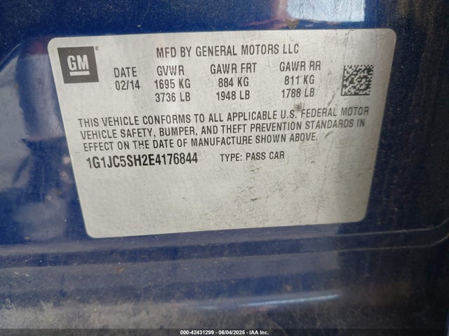 1G1JC5SH2E4176844 Chevrolet Sonic Lt Auto