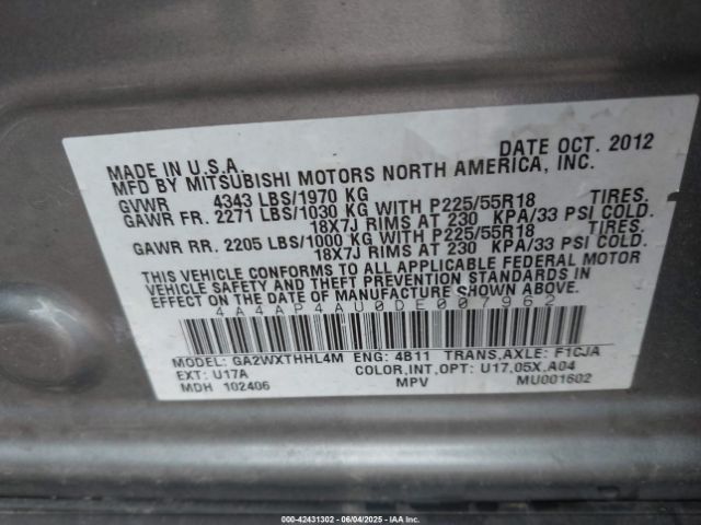 2013 MITSUBISHI OUTLANDER SPORT 4A4AP4AU0DE007962 Photo 8