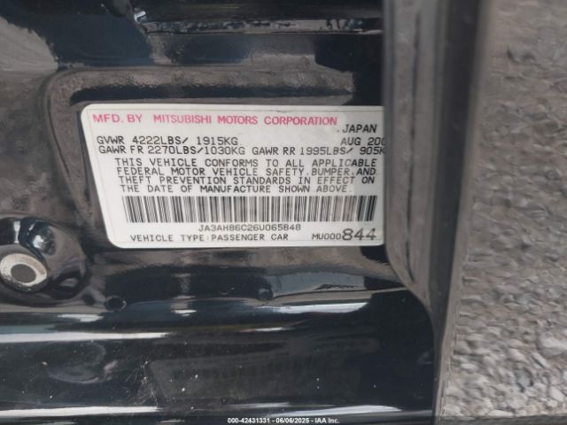 2006 MITSUBISHI LANCER EVOLUTION JA3AH86C26U065848 Photo 8