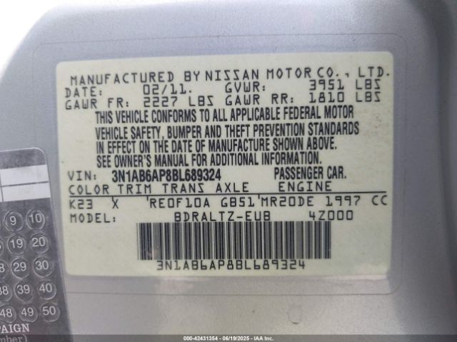 2011 NISSAN SENTRA 3N1AB6AP8BL689324 Photo 8
